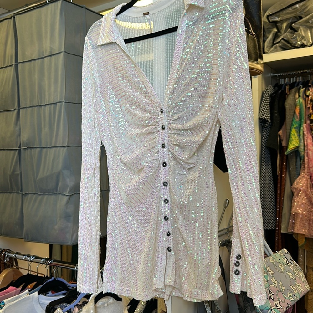 Free people iridescent sequin top